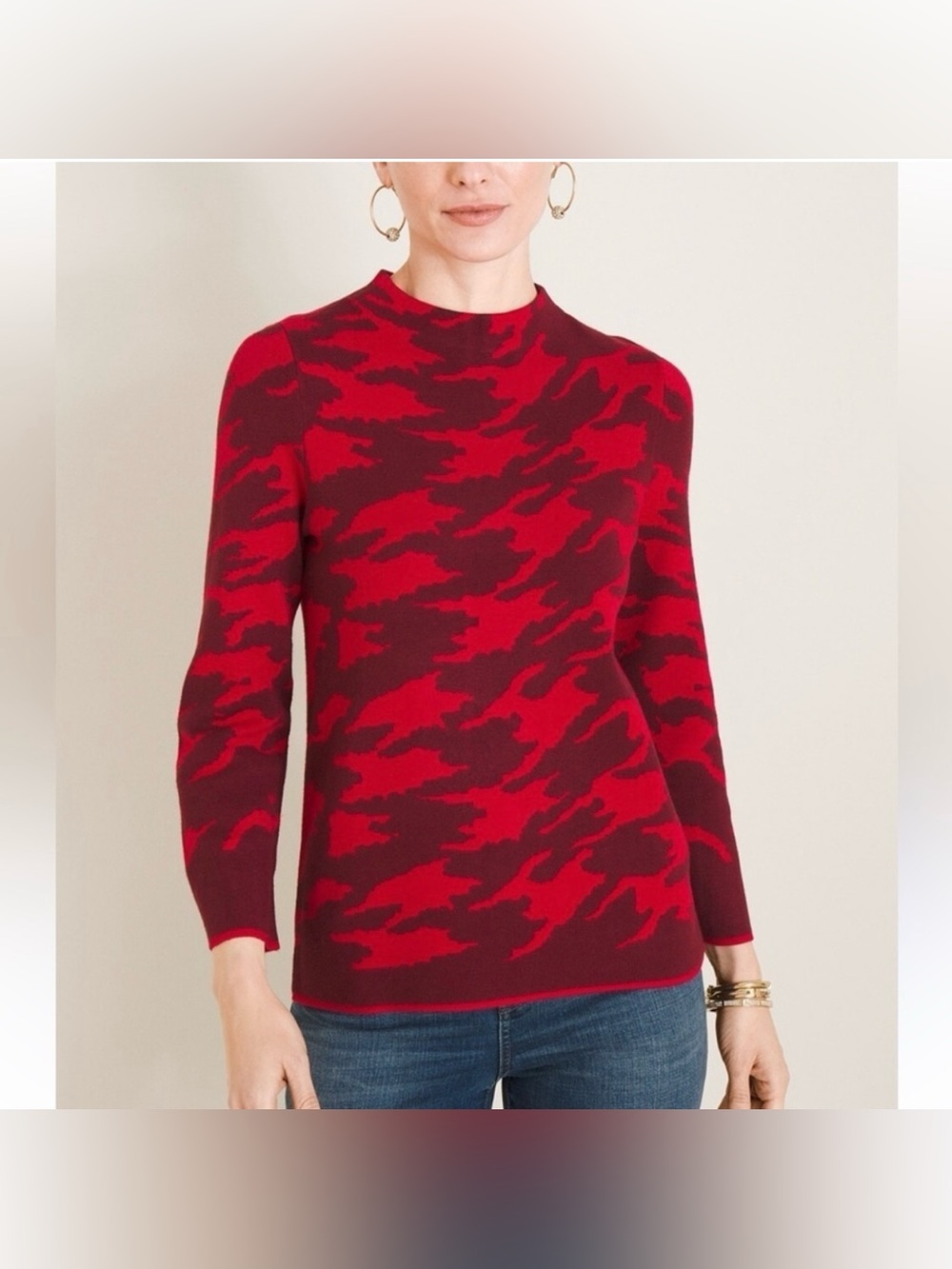NWT Chicos zip back mock neck pullover sweater